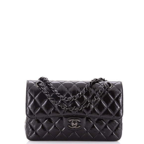 Chanel Handbags - Chanel Small So Black Classic Double Flap Bag Quilted Shiny Crumpled Calfskin
